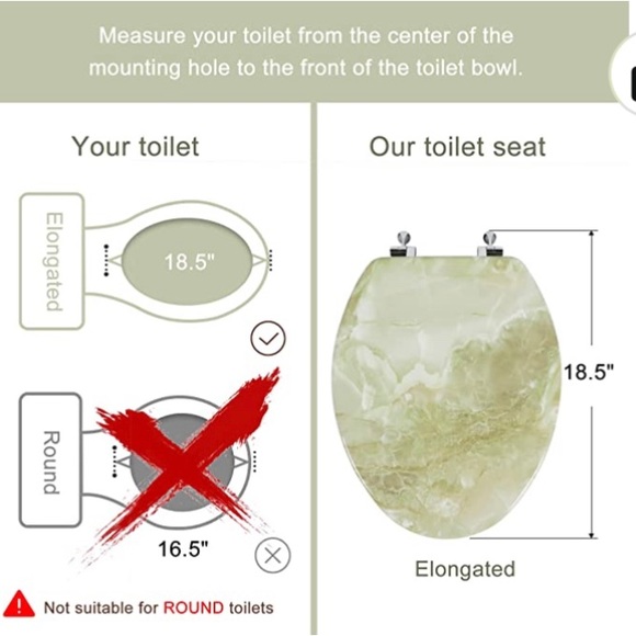 Bath Green Marble Elongated Toilet Seat Natural Wood Toilet Seat